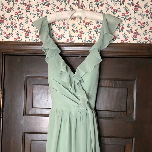 NEW Revelry Valerie Chiffon Faux Wrap Dress in Sage W12 - Picture 8 of 16